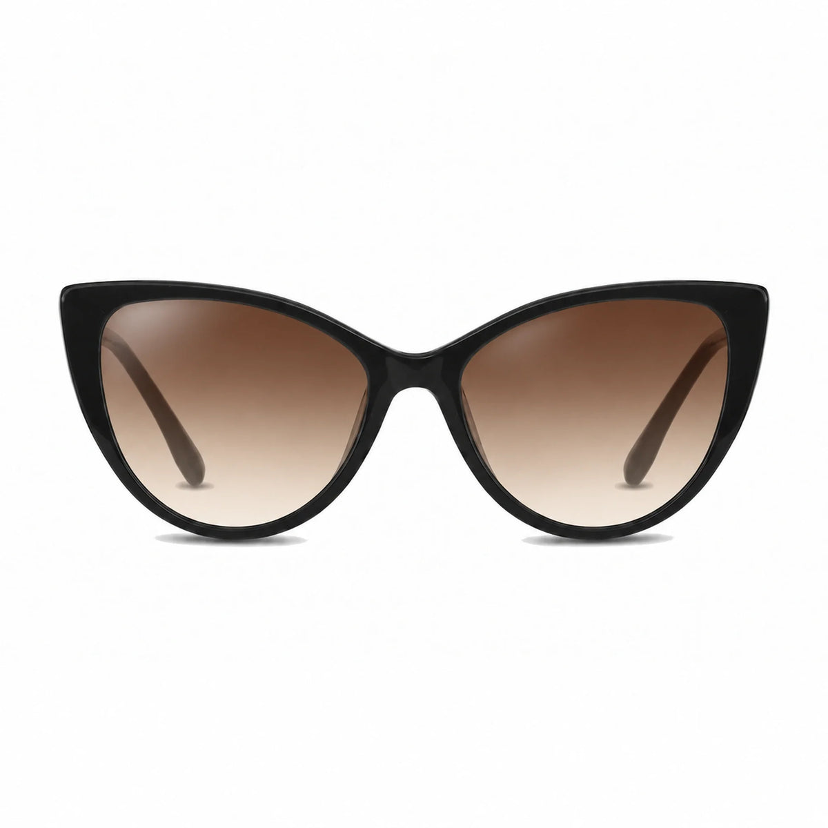 Lentes de sol Fiore 1010 Negro con cristal gradiente café polarizado UV400, vista frontal para mujer #color_gradiente-cafe #foto_frontal