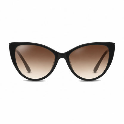 Lentes de sol Fiore 1010 Negro con cristal gradiente café polarizado UV400, vista frontal para mujer #color_gradiente-cafe #foto_frontal