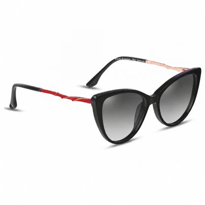 Lentes de sol Fiore 1010 Negro con cristal gradiente gris polarizado UV400, vista en tres cuartos para mujer #color_gradiente-gris