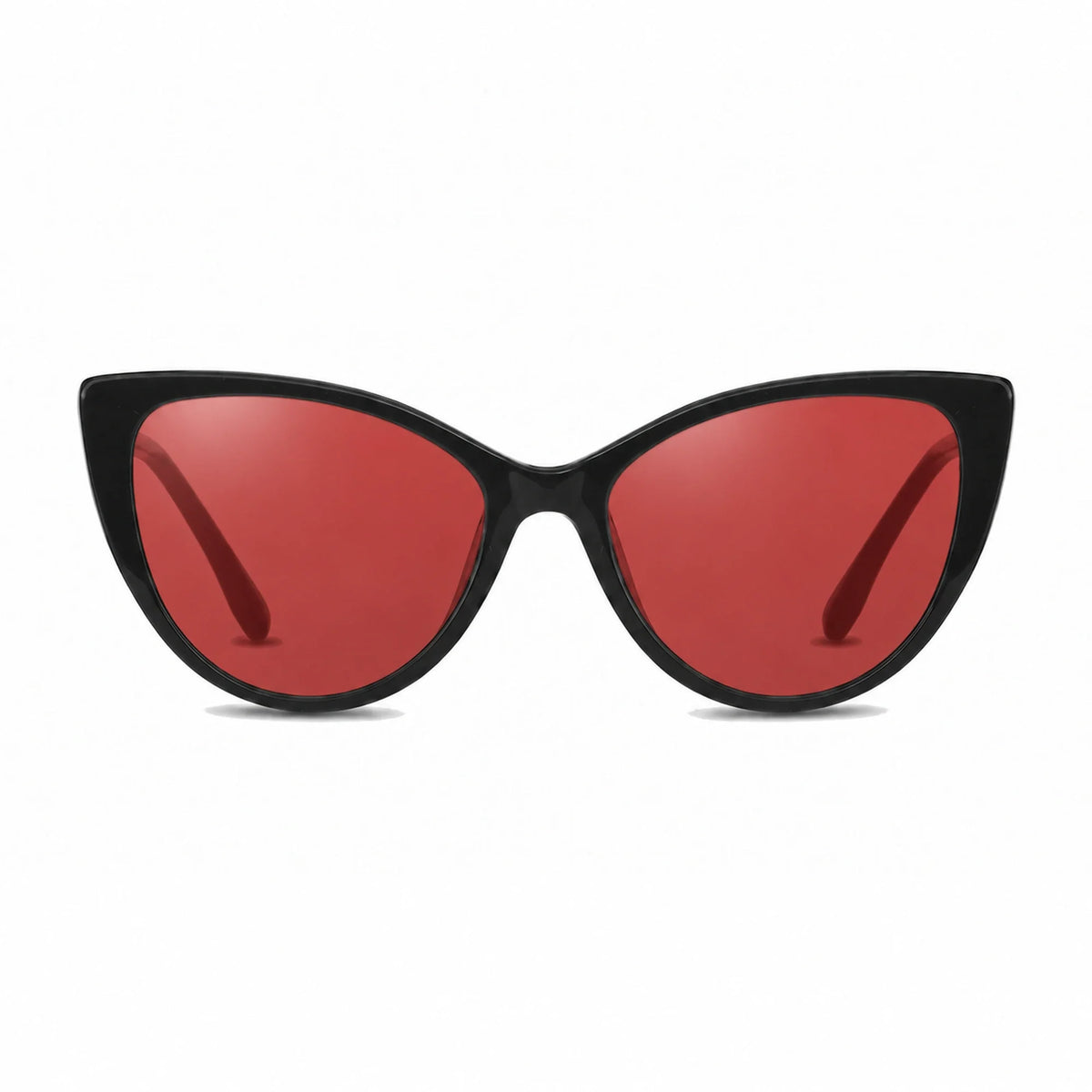 Lentes de sol Fiore 1010 Negro con cristal rojo polarizado UV400, vista frontal para mujer #color_rojo #foto_frontal