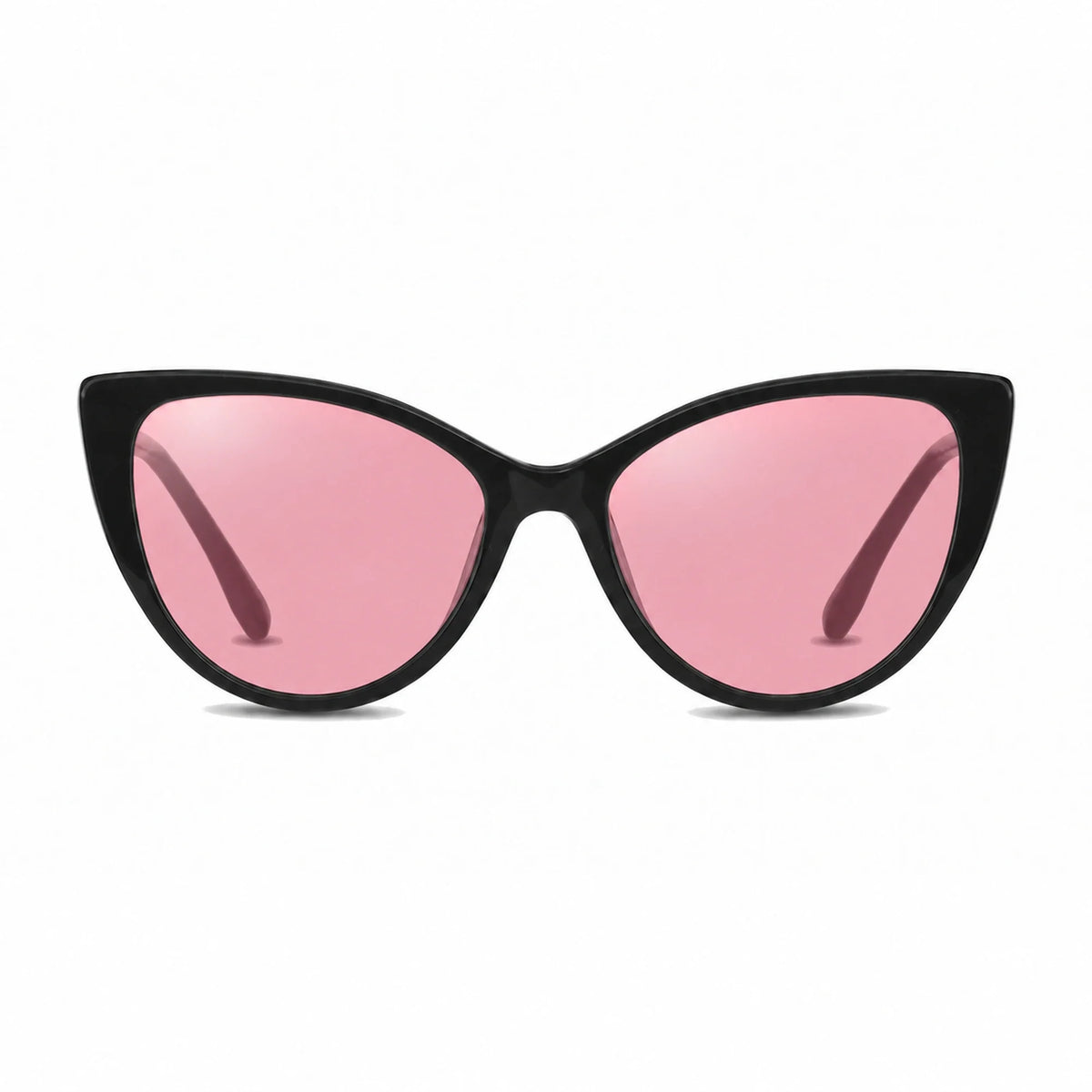 Lentes de sol Fiore 1010 Negro con cristal rosado polarizado UV400, vista frontal para mujer #color_rosado #foto_frontal