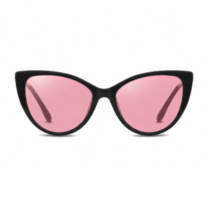 Lentes de sol Fiore 1010 Negro con cristal rosado polarizado UV400, vista frontal para mujer #color_rosado #foto_frontal