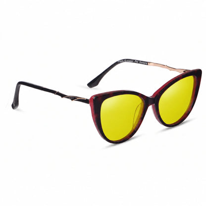 Lentes de sol Fiore 1010 Rojo con cristal amarillo polarizado UV400, vista en tres cuartos para mujer #color_amarillo