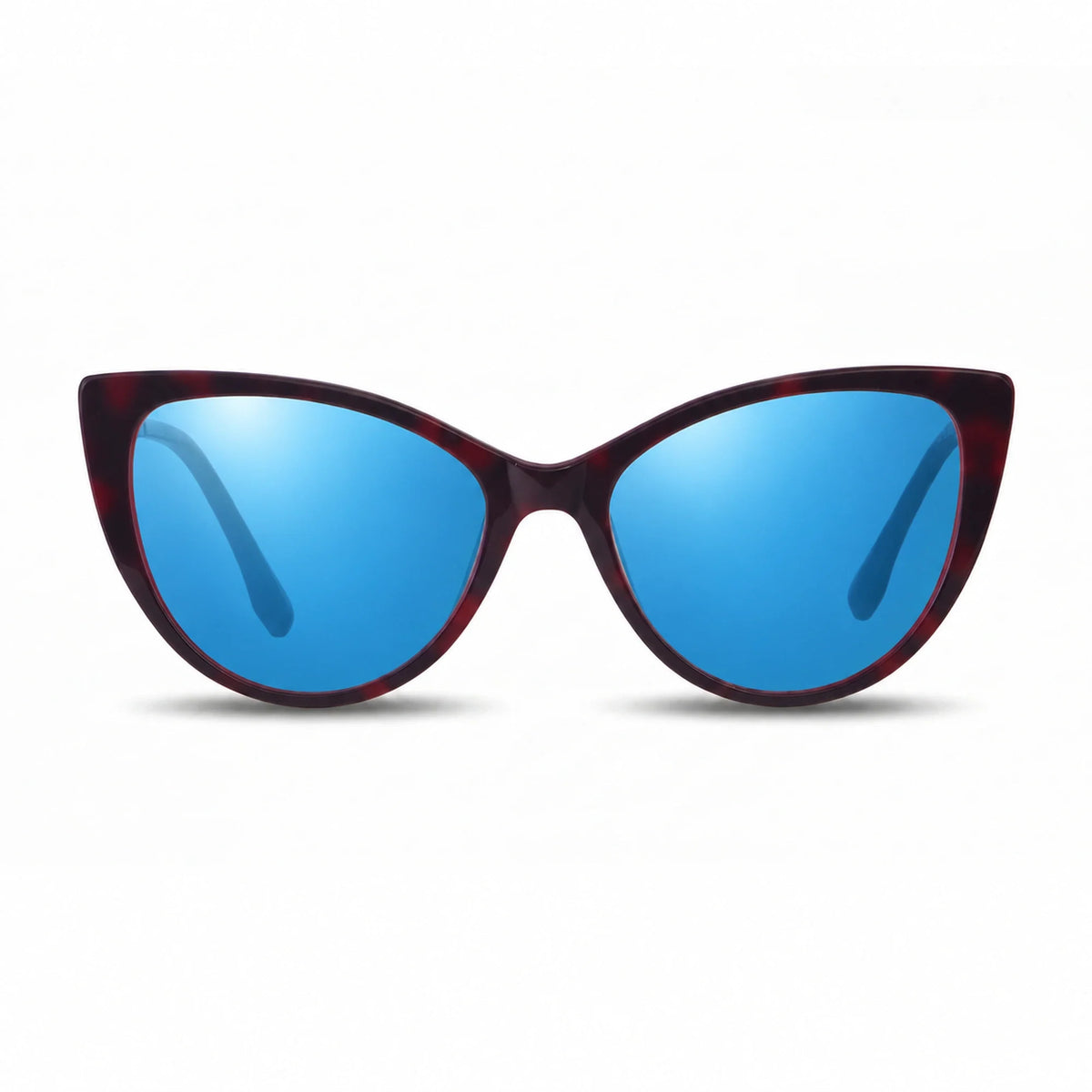 Lentes de sol Fiore 1010 Rojo con cristal espejado azul polarizado UV400, vista frontal para mujer #color_espejado-azul #foto_frontal
