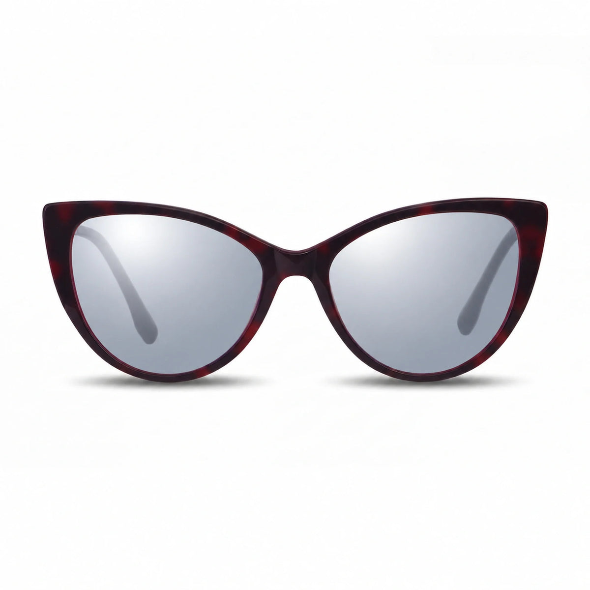 Lentes de sol Fiore 1010 Rojo con cristal espejado silver polarizado UV400, vista frontal para mujer #color_espejado-silver #foto_frontal