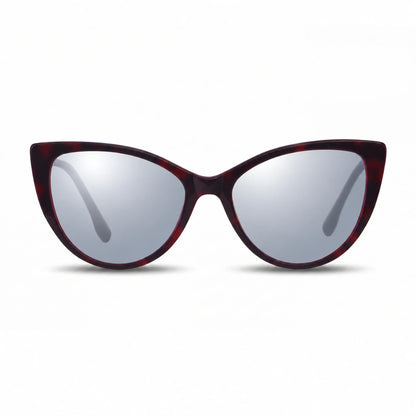 Lentes de sol Fiore 1010 Rojo con cristal espejado silver polarizado UV400, vista frontal para mujer #color_espejado-silver #foto_frontal