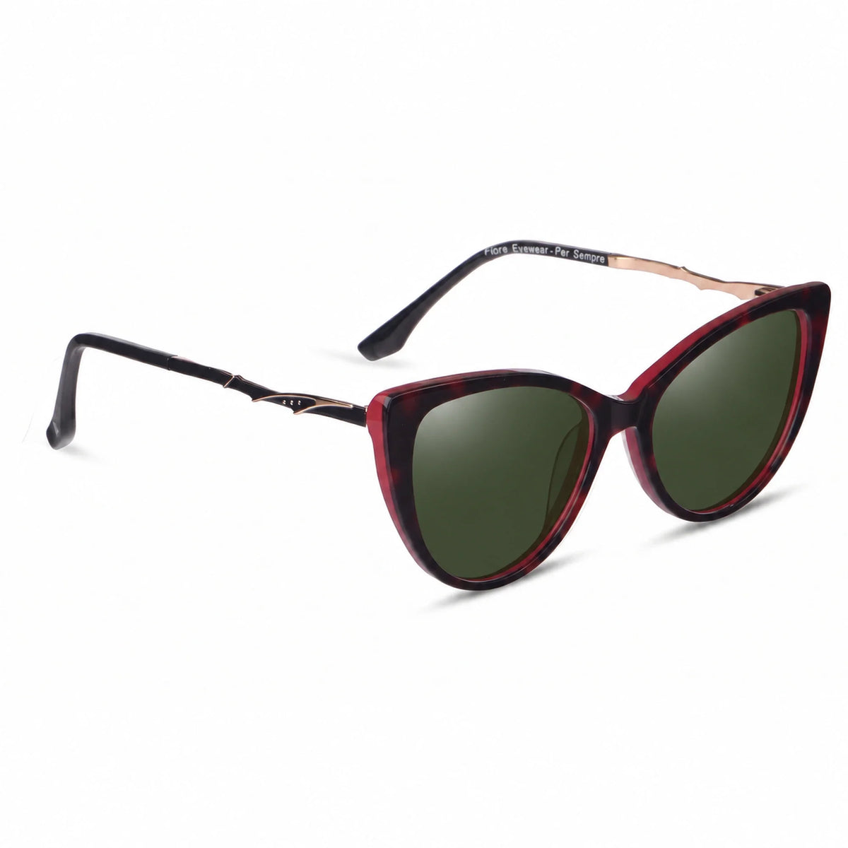 Lentes de sol Fiore 1010 Rojo con cristal G15 polarizado UV400, vista en tres cuartos para mujer #color_g15