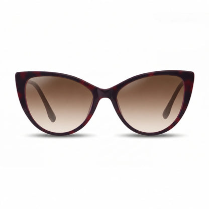 Lentes de sol Fiore 1010 Rojo con cristal gradiente café polarizado UV400, vista frontal para mujer #color_gradiente-cafe #foto_frontal