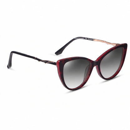 Lentes de sol Fiore 1010 Rojo con cristal gradiente gris polarizado UV400, vista en tres cuartos para mujer #color_gradiente-gris