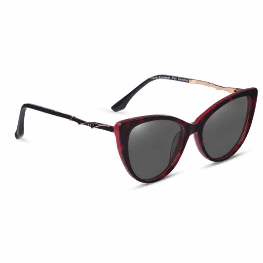 Lentes de sol Fiore 1010 Rojo con cristal negro polarizado UV400, vista en tres cuartos para mujer #color_negro