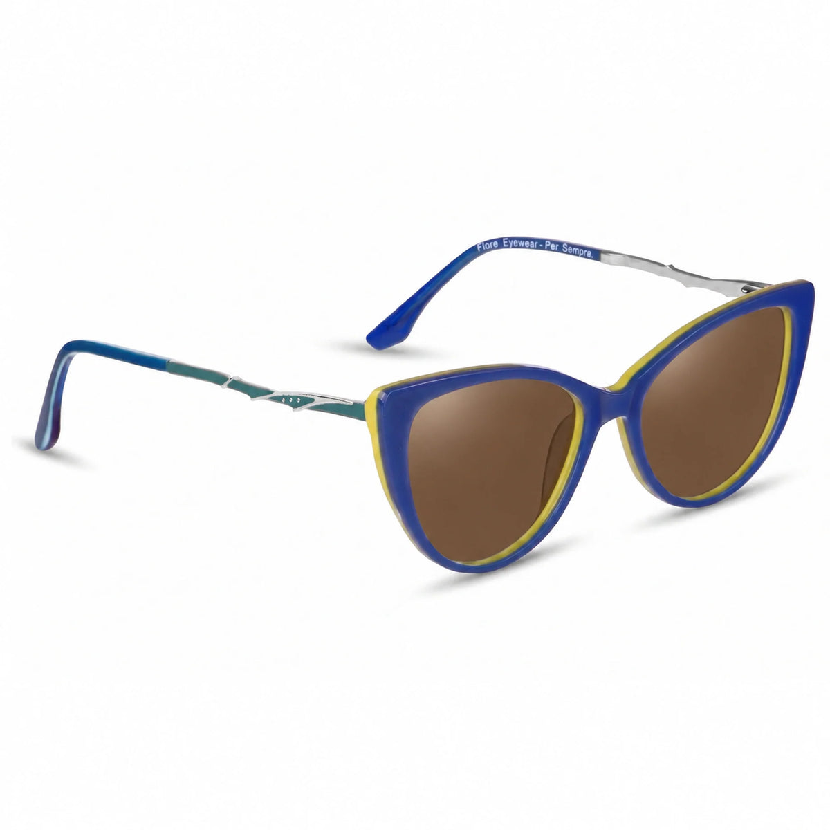 Lentes de sol Fiore 1010 Verde con cristal café polarizado UV400, vista en tres cuartos para mujer #color_cafe