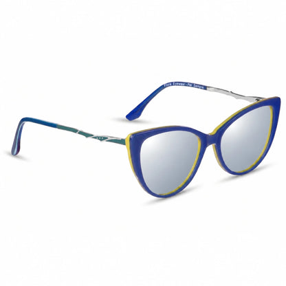 Lentes de sol Fiore 1010 Verde con cristal espejado silver polarizado UV400, vista en tres cuartos para mujer #color_espejado-silver
