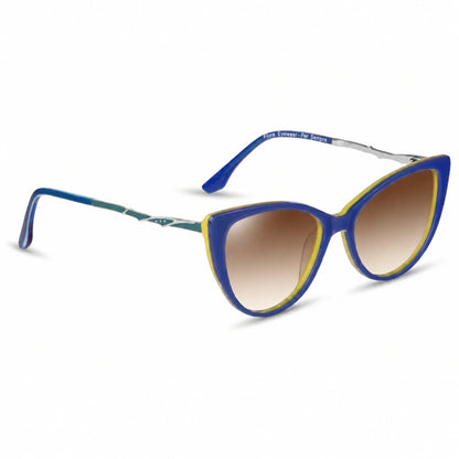 Lentes de sol Fiore 1010 Verde con cristal gradiente café polarizado UV400, vista en tres cuartos para mujer #color_gradiente-cafe