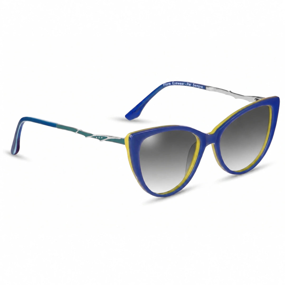 Lentes de sol Fiore 1010 Verde con cristal gradiente gris polarizado UV400, vista en tres cuartos para mujer #color_gradiente-gris