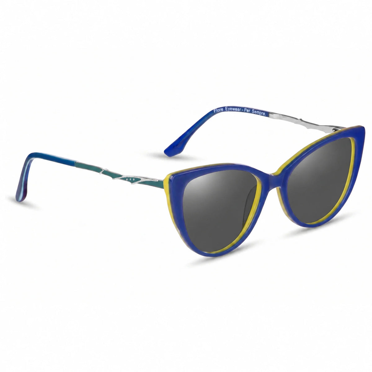 Lentes de sol Fiore 1010 Verde con cristal negro polarizado UV400, vista en tres cuartos para mujer #color_negro