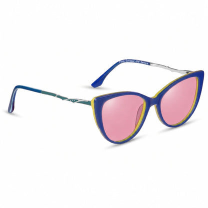 Lentes de sol Fiore 1010 Verde con cristal rosado polarizado UV400, vista en tres cuartos para mujer #color_rosado