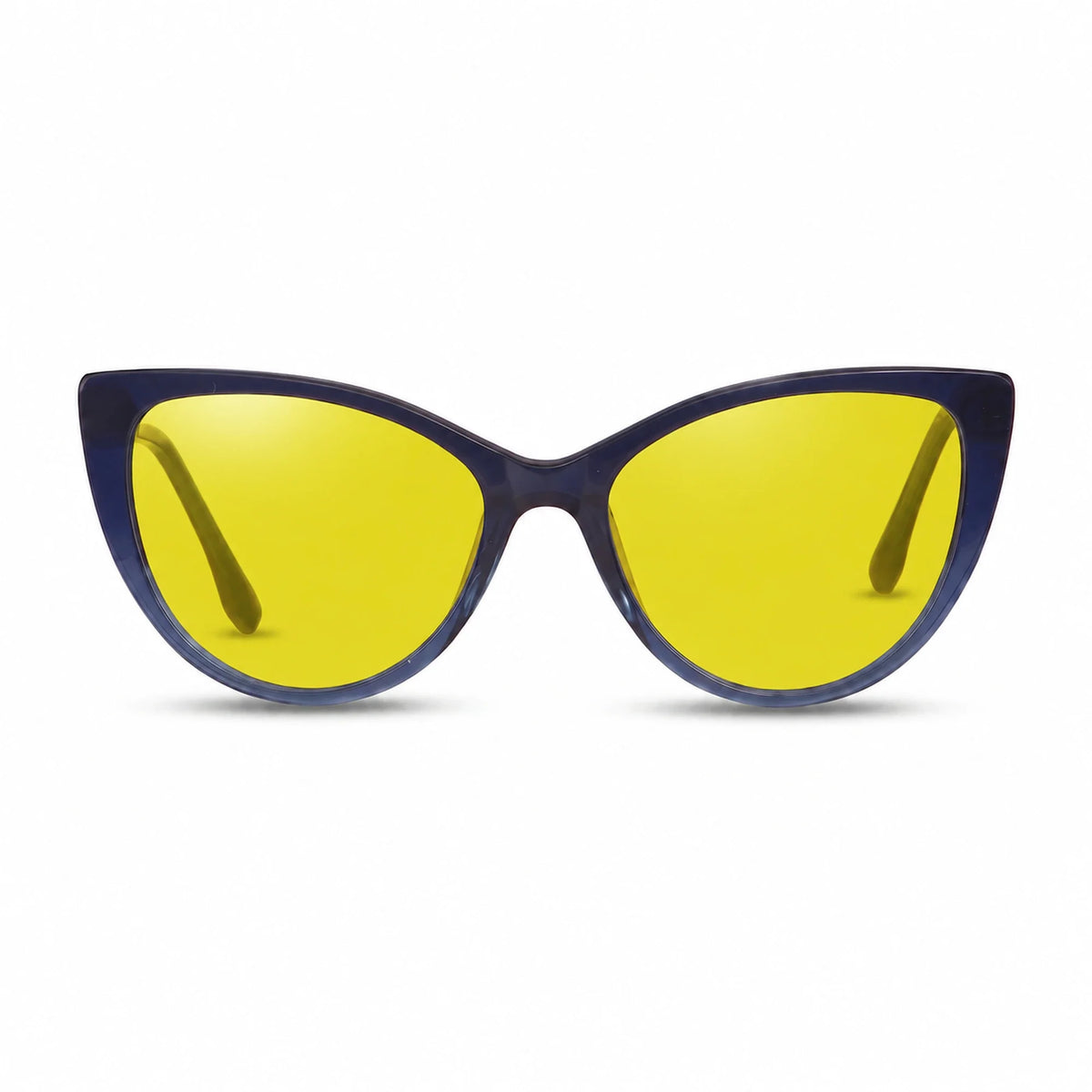 Lentes de sol Fiore 1010 Azul con cristal amarillo polarizado UV400, vista frontal para mujer #color_amarillo #foto_frontal
