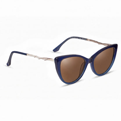 Lentes de sol Fiore 1010 Azul con cristal café polarizado UV400, vista en tres cuartos para mujer #color_cafe