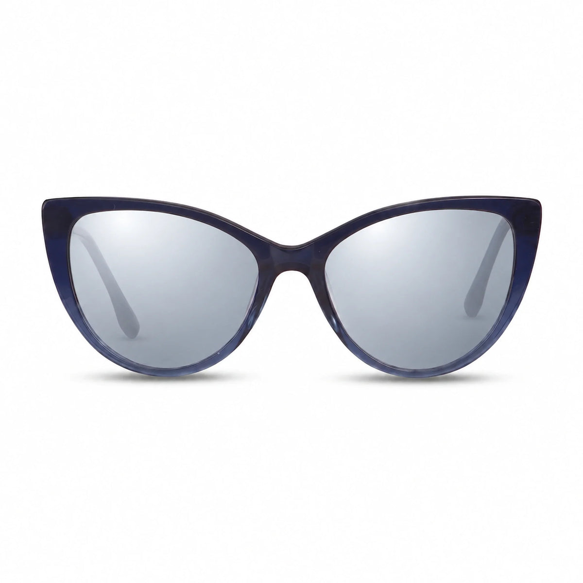 Lentes de sol Fiore 1010 Azul con cristal espejado silver polarizado UV400, vista frontal para mujer #color_espejado-silver #foto_frontal