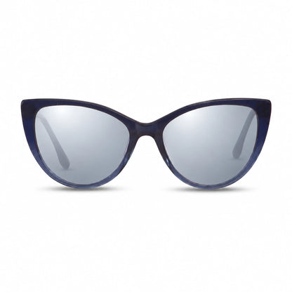 Lentes de sol Fiore 1010 Azul con cristal espejado silver polarizado UV400, vista frontal para mujer #color_espejado-silver #foto_frontal