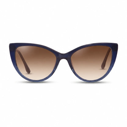Lentes de sol Fiore 1010 Azul con cristal gradiente café polarizado UV400, vista frontal para mujer #color_gradiente-cafe #foto_frontal