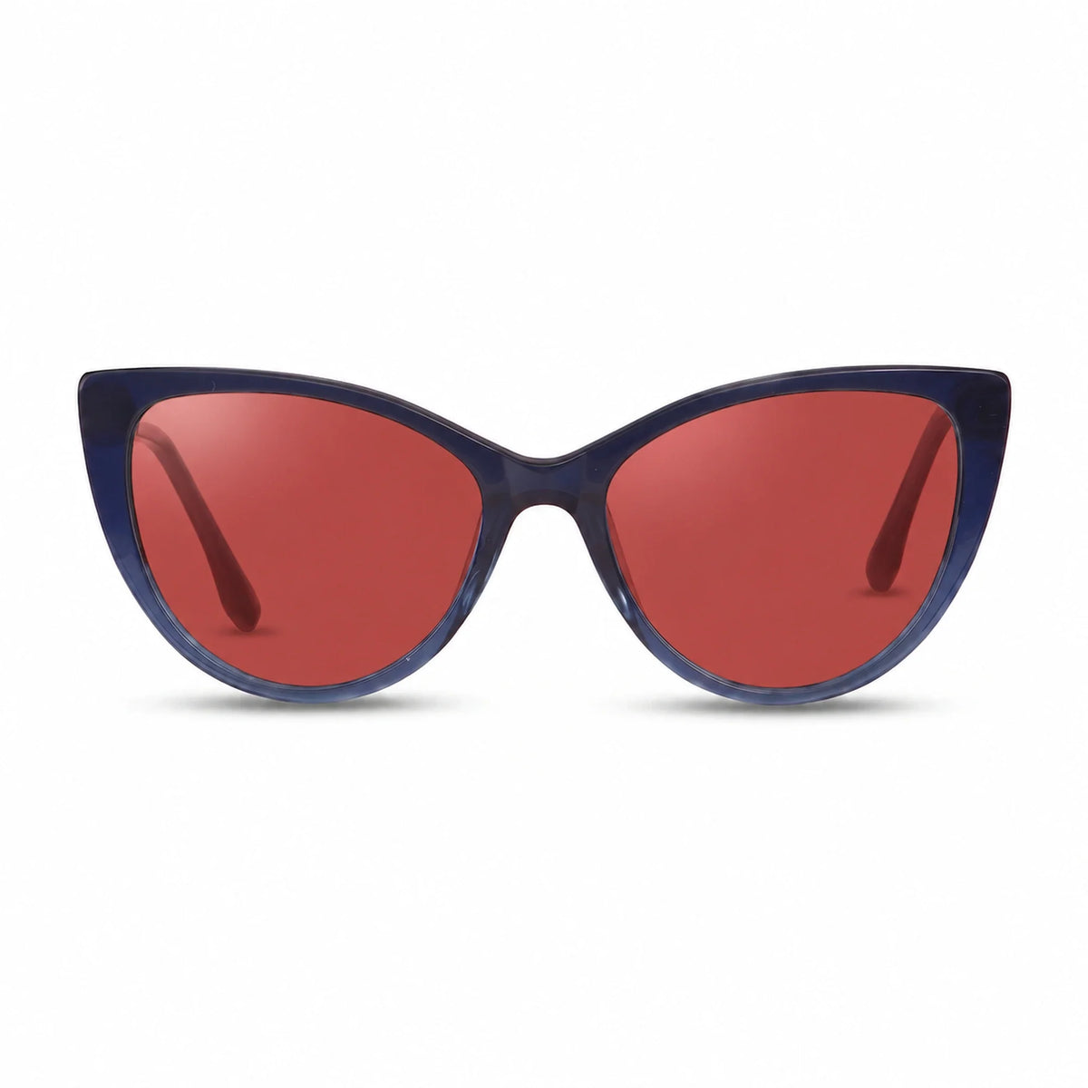 Lentes de sol Fiore 1010 Azul con cristal rojo polarizado UV400, vista frontal para mujer #color_rojo #foto_frontal