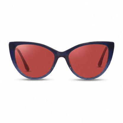 Lentes de sol Fiore 1010 Azul con cristal rojo polarizado UV400, vista frontal para mujer #color_rojo #foto_frontal