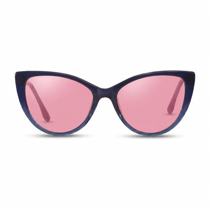 Lentes de sol Fiore 1010 Azul con cristal rosado polarizado UV400, vista frontal para mujer #color_rosado #foto_frontal
