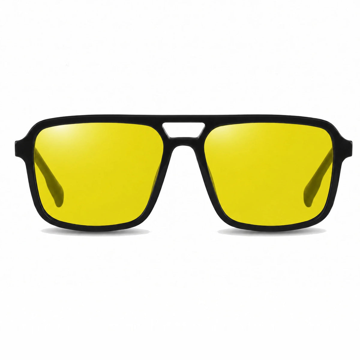 Lentes de sol Fiore 1014 Negro con cristal amarillo polarizado UV400, vista frontal para hombre y mujer #color_amarillo #foto_frontal