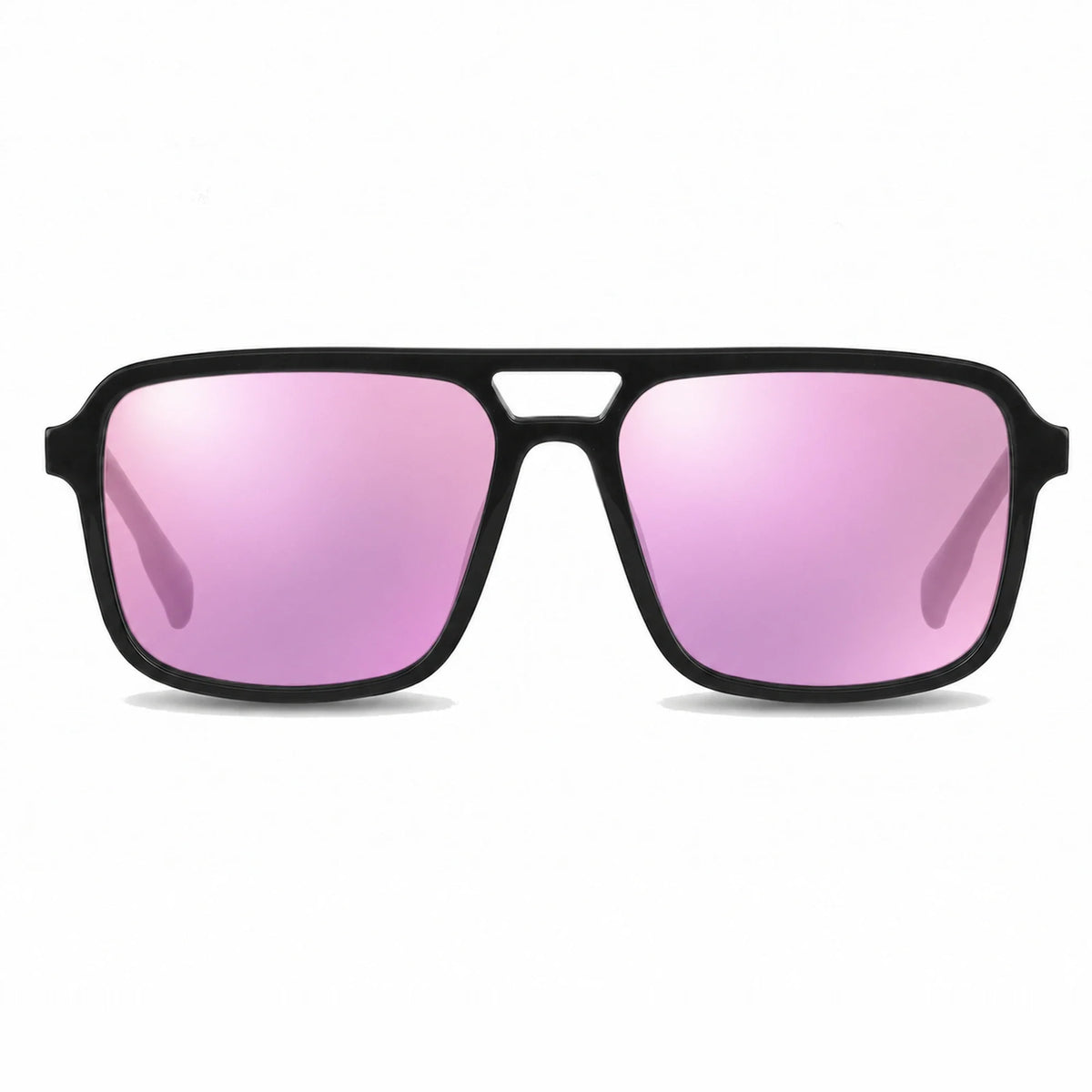 Lentes de sol Fiore 1014 Negro con cristal espejado rosado polarizado UV400, vista frontal para hombre y mujer #color_espejado-rosado #foto_frontal