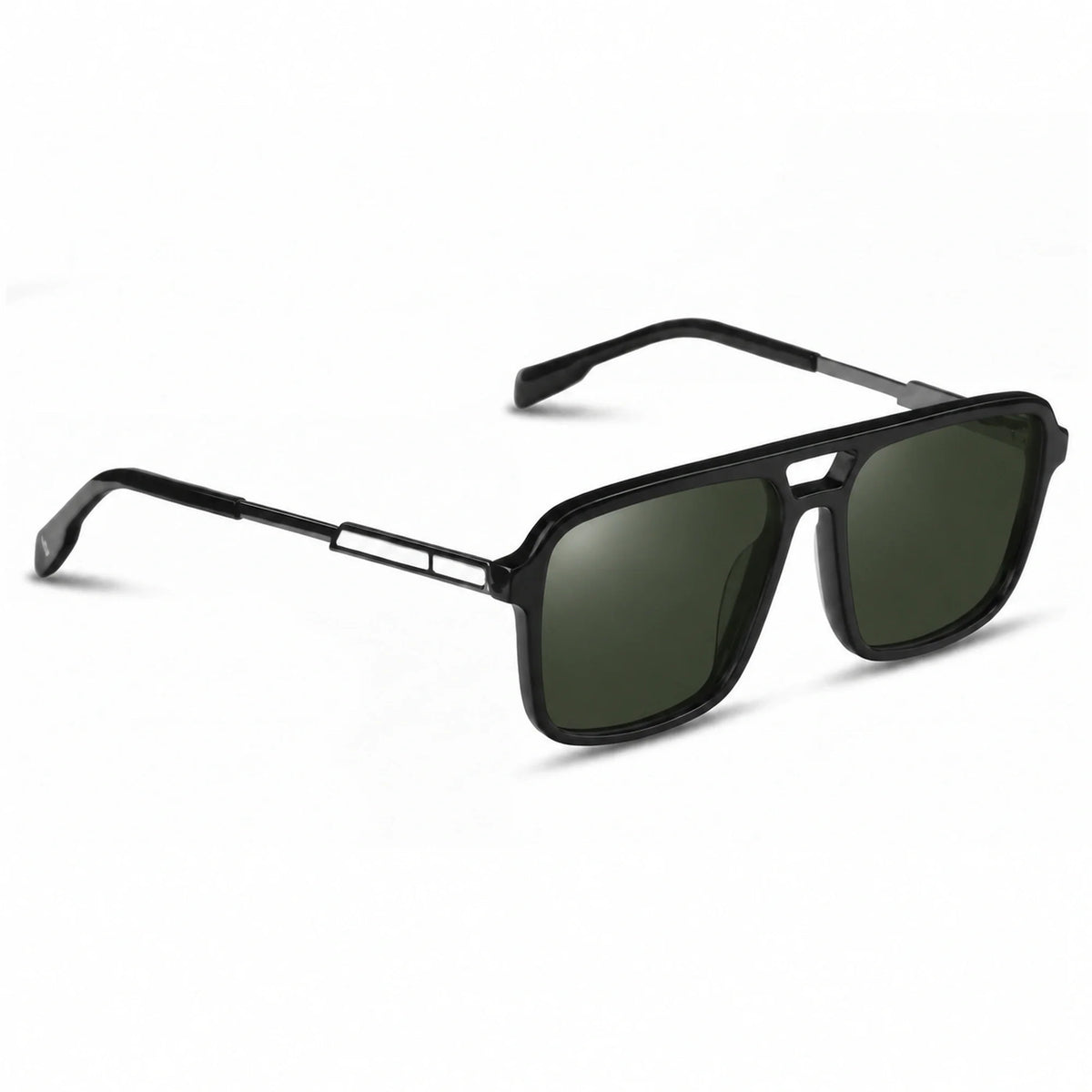 Lentes de sol Fiore 1014 Negro con cristal G15 polarizado UV400, vista en tres cuartos para hombre y mujer #color_g15