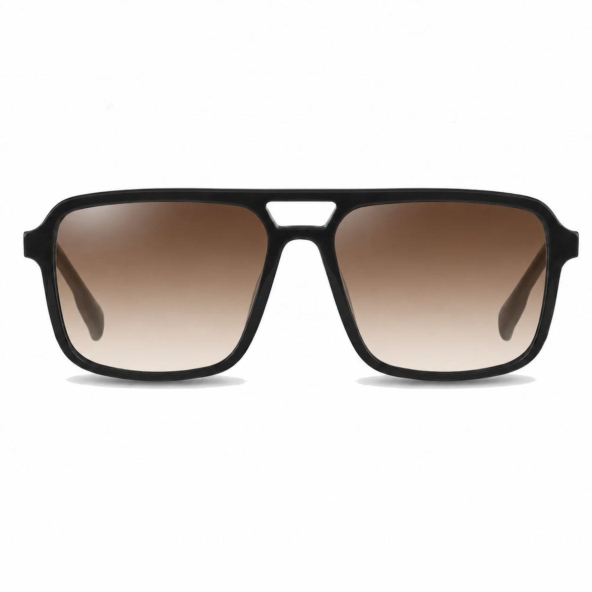 Lentes de sol Fiore 1014 Negro con cristal gradiente café polarizado UV400, vista frontal para hombre y mujer #color_gradiente-cafe #foto_frontal