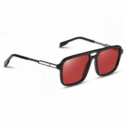 Lentes de sol Fiore 1014 Negro con cristal rojo polarizado UV400, vista en tres cuartos para hombre y mujer #color_rojo