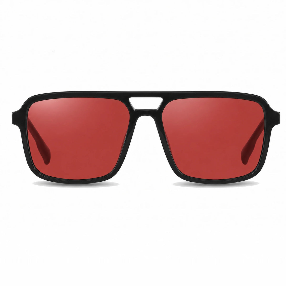 Lentes de sol Fiore 1014 Negro con cristal rojo polarizado UV400, vista frontal para hombre y mujer #color_rojo #foto_frontal