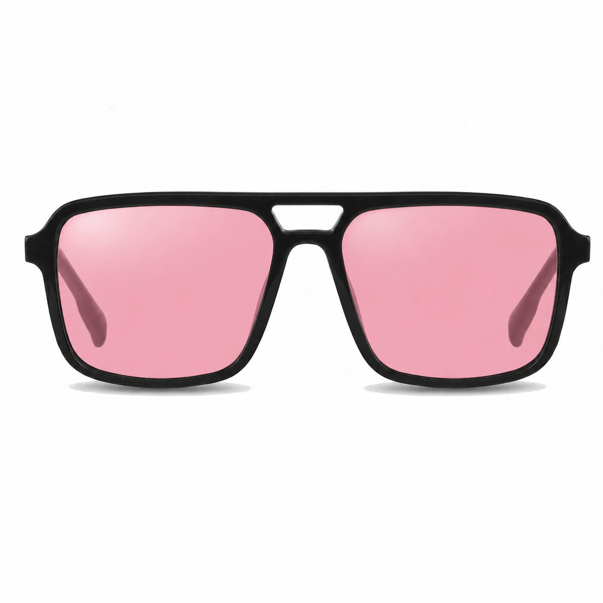 Lentes de sol Fiore 1014 Negro con cristal rosado polarizado UV400, vista frontal para hombre y mujer #color_rosado #foto_frontal