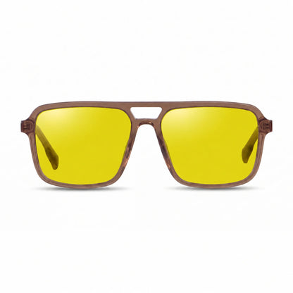 Lentes de sol Fiore 1014 Brown con cristal amarillo polarizado UV400, vista frontal para hombre y mujer #color_amarillo #foto_frontal