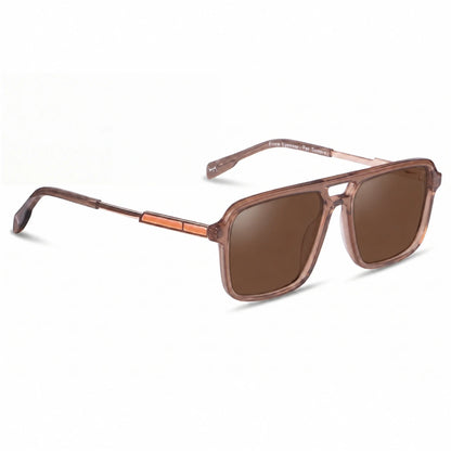 Lentes de sol Fiore 1014 Brown con cristal café polarizado UV400, vista en tres cuartos para hombre y mujer #color_cafe
