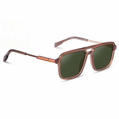 Lentes de sol Fiore 1014 Brown con cristal G15 polarizado UV400, vista en tres cuartos para hombre y mujer #color_g15