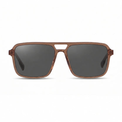 Lentes de sol Fiore 1014 Brown con cristal negro polarizado UV400, vista frontal para hombre y mujer #color_negro #foto_frontal