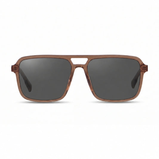 Lentes de sol Fiore 1014 Brown con cristal negro polarizado UV400, vista frontal para hombre y mujer #color_negro #foto_frontal