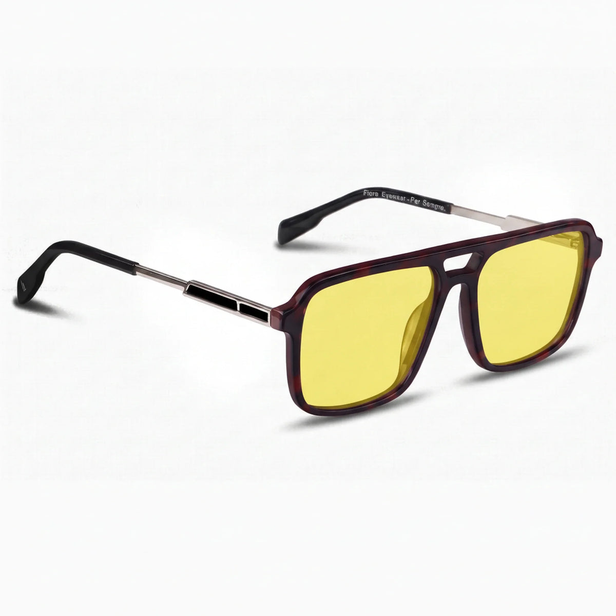 Lentes de sol Fiore 1014 Rojo con cristal amarillo polarizado UV400, vista en tres cuartos para hombre y mujer #color_amarillo