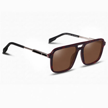 Lentes de sol Fiore 1014 Rojo con cristal café polarizado UV400, vista en tres cuartos para hombre y mujer #color_cafe