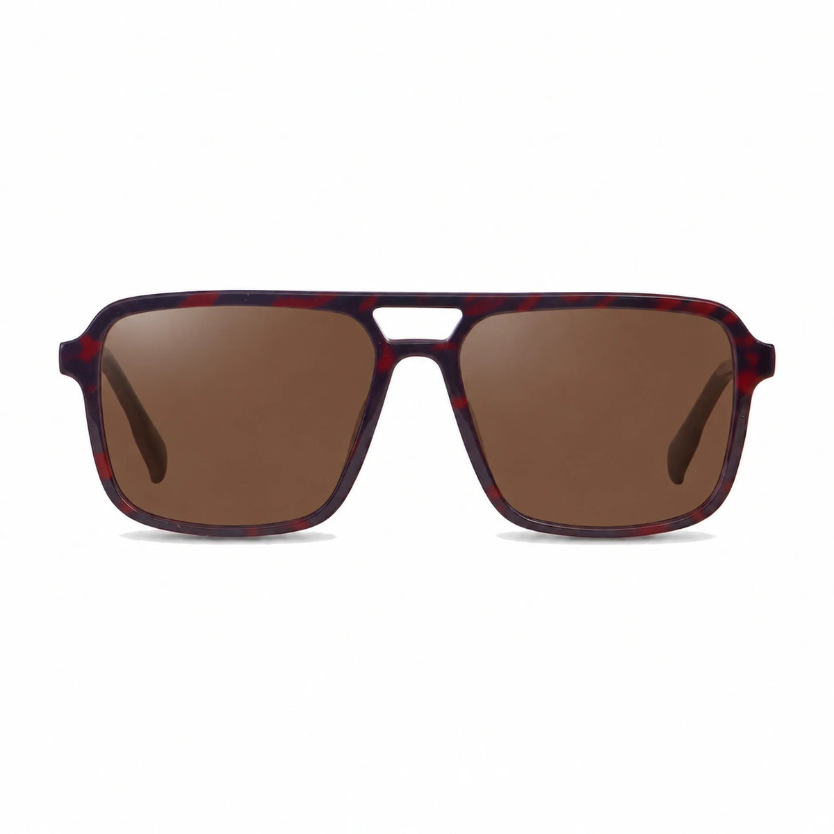 Lentes de sol Fiore 1014 Rojo con cristal café polarizado UV400, vista frontal para hombre y mujer #color_cafe #foto_frontal