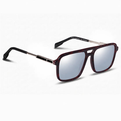 Lentes de sol Fiore 1014 Rojo con cristal espejado silver polarizado UV400, vista en tres cuartos para hombre y mujer #color_espejado-silver