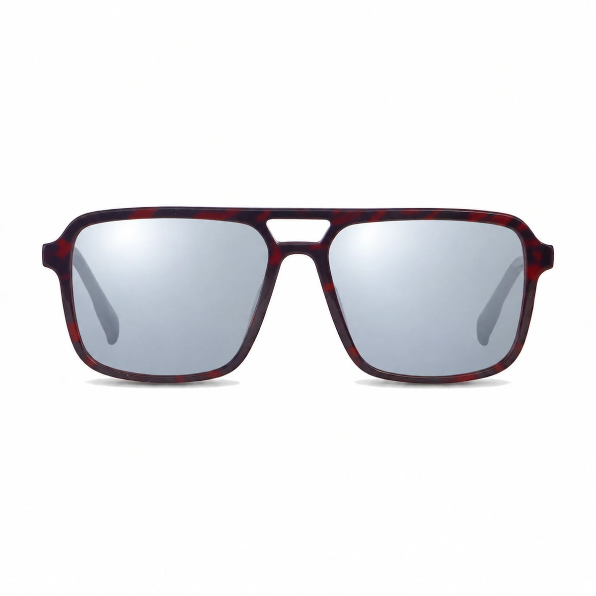 Lentes de sol Fiore 1014 Rojo con cristal espejado silver polarizado UV400, vista frontal para hombre y mujer #color_espejado-silver #foto_frontal