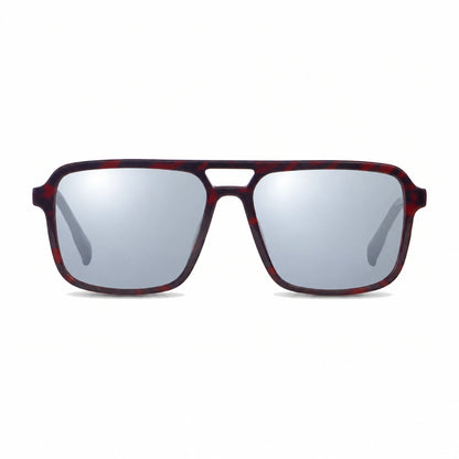 Lentes de sol Fiore 1014 Rojo con cristal espejado silver polarizado UV400, vista frontal para hombre y mujer #color_espejado-silver #foto_frontal