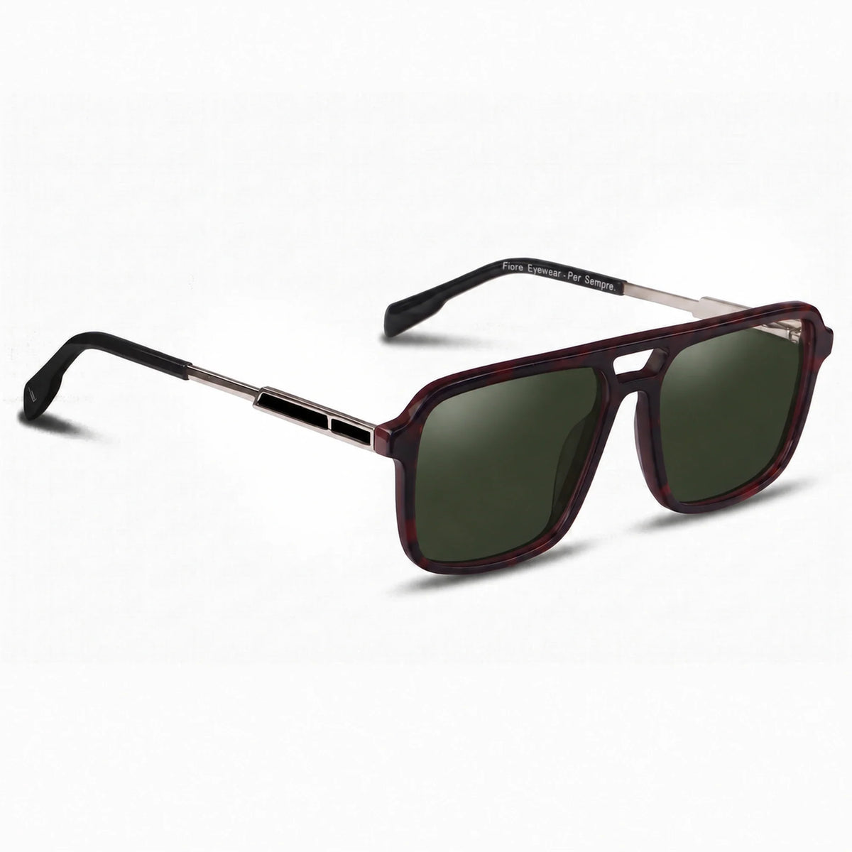 Lentes de sol Fiore 1014 Rojo con cristal G15 polarizado UV400, vista en tres cuartos para hombre y mujer #color_g15
