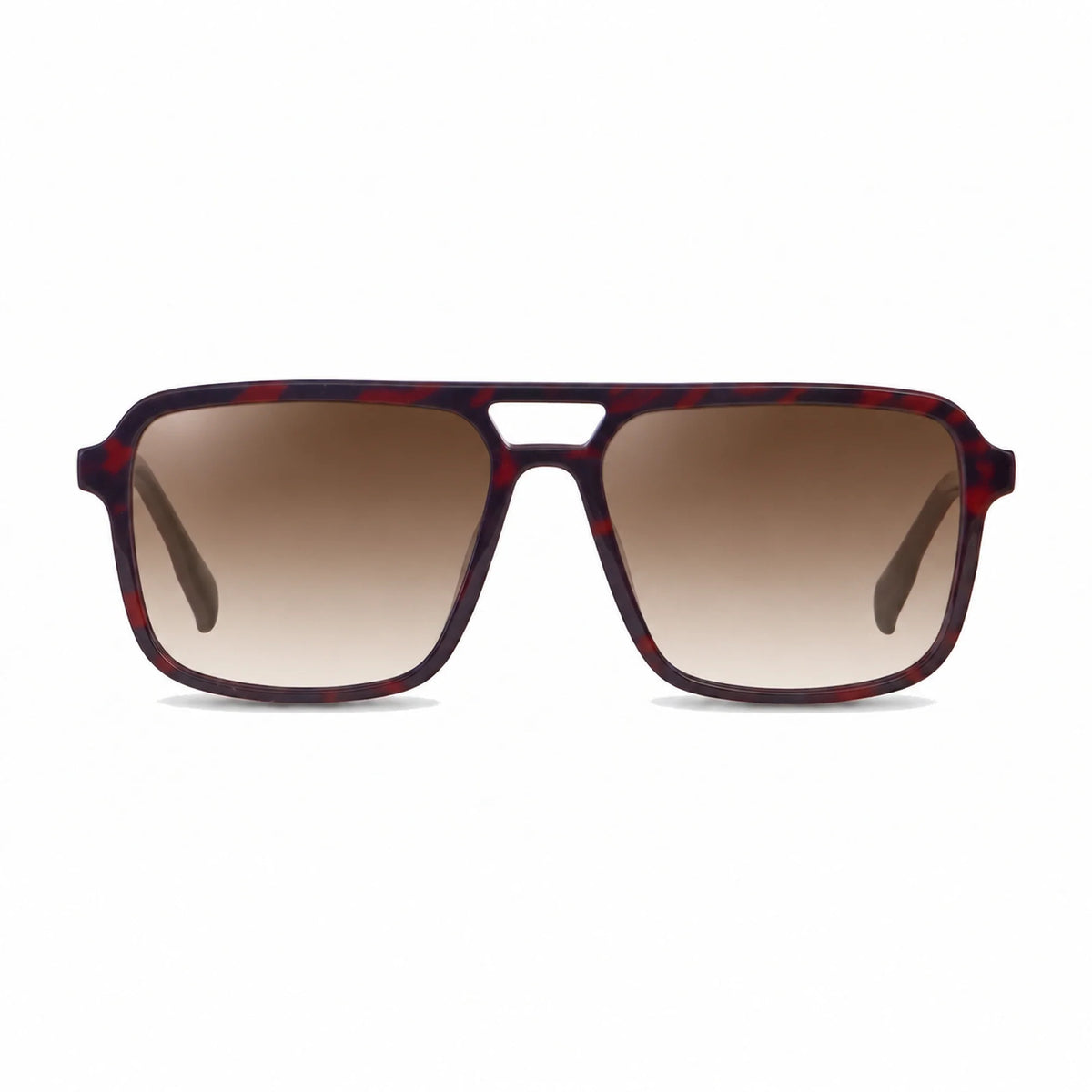 Lentes de sol Fiore 1014 Rojo con cristal gradiente café polarizado UV400, vista frontal para hombre y mujer #color_gradiente-cafe #foto_frontal