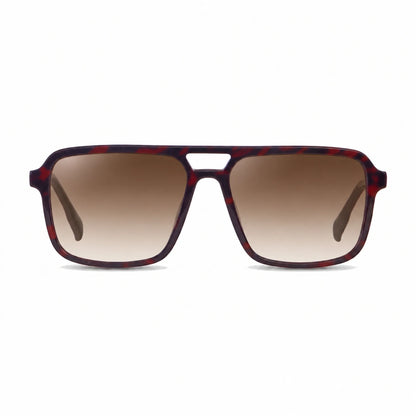 Lentes de sol Fiore 1014 Rojo con cristal gradiente café polarizado UV400, vista frontal para hombre y mujer #color_gradiente-cafe #foto_frontal