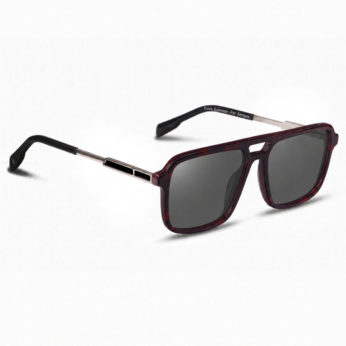 Lentes de sol Fiore 1014 Rojo con cristal negro polarizado UV400, vista en tres cuartos para hombre y mujer #color_negro